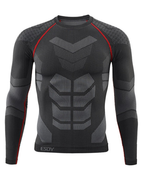 MĘSKA BIELIZNA TERMOAKTYWNA KOMPLET SPORTOWY KOSZULKA + LEGGINSY CZARNA