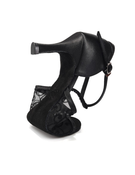 BUTY DO TAŃCA TANECZNE DAMSKIE ELEGANCKIE CZARNE Z SZYBKIM ZAPIĘCIEM 7,5cm