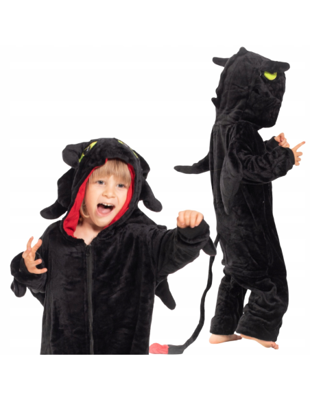 PIŻAMA DRAGON DLA DZIECI PLUSZOWY KOMBINEZON SMOK Z KAPTUREM ROZMIAR