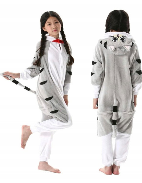 PIŻAMA KOMIBINEZON KOTEK DLA DZIECI PLUSZOWY KIGURUMI Z KAPTUREM ROZ