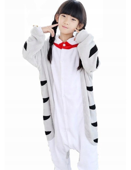 PIŻAMA KOMIBINEZON KOTEK DLA DZIECI PLUSZOWY KIGURUMI Z KAPTUREM ROZ