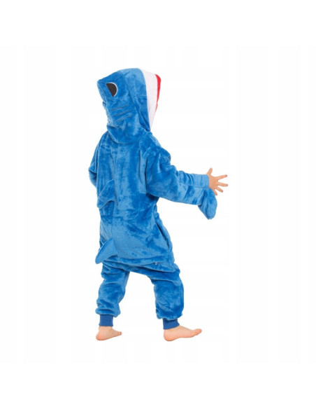 PIŻAMA DLA DZIECI KOMBINEZON REKIN SHARK PLUSZOWY STRÓJ Z KAPTUREM ROZ