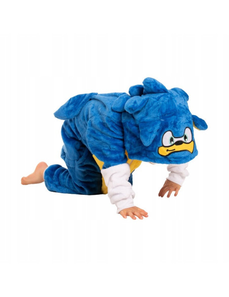 PIŻAMA DLA DZIECI KOMBINEZON SONIC PLUSZOWY STRÓJ Z KAPTUREM ROZMIAR