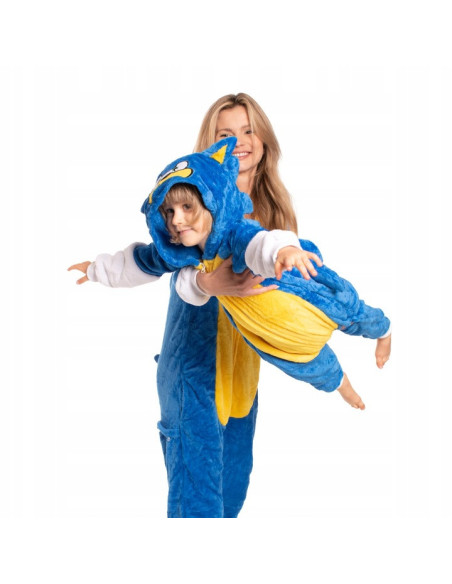 PIŻAMA DLA DZIECI KOMBINEZON SONIC PLUSZOWY STRÓJ Z KAPTUREM ROZMIAR