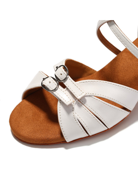 BUTY DO TAŃCA TANECZNE REGULOWANE KLAMRY ZAPINANE BIAŁE 5,5cm ROZMIAR