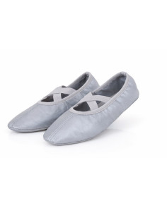 BALETKI DO TAŃCA BALETU RYTMIKA SREBRNE SKÓRZANE