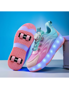BUTOROLKI DZIECIĘCE RÓŻOWE LED NA KÓŁKACH SNEAKERSY ŚWIECĄCA PODESZWA R.40 2