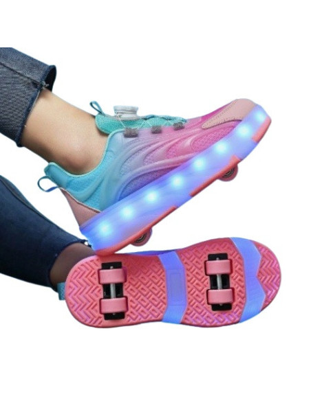 BUTOROLKI DZIECIĘCE RÓŻOWE LED NA KÓŁKACH SNEAKERSY ŚWIECĄCA PODESZWA R.40
