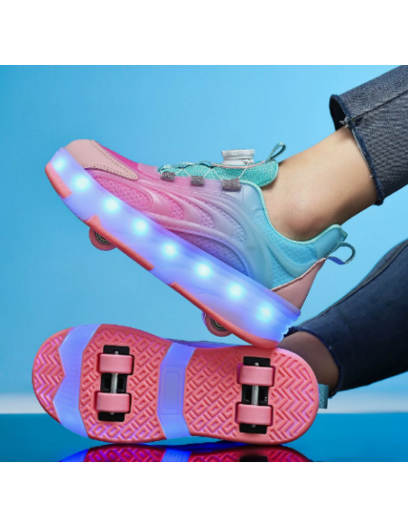 BUTOROLKI DZIECIĘCE RÓŻOWE LED NA KÓŁKACH SNEAKERSY ŚWIECĄCA PODESZWA R.40