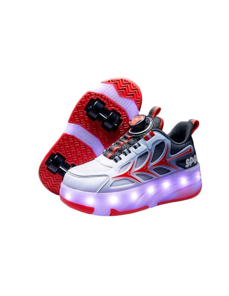 BUTY ROLKI LED BUTOROLKI ŚWIECĄCE SNEAKERSY WROTKI CZERWONE 2W1 ROZ.