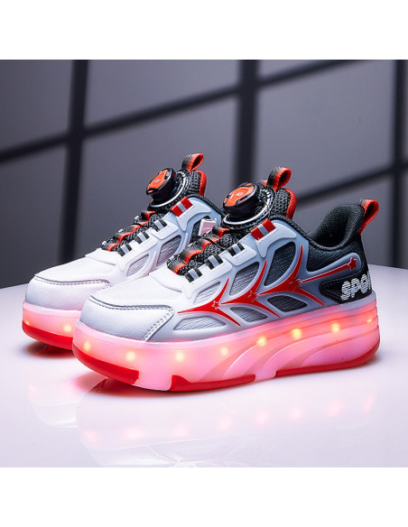 BUTY ROLKI LED BUTOROLKI ŚWIECĄCE SNEAKERSY WROTKI CZERWONE 2W1 ROZ.