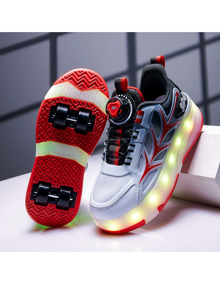 BUTY ROLKI LED BUTOROLKI ŚWIECĄCE SNEAKERSY WROTKI CZERWONE 2W1 ROZ.