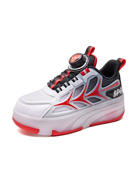 BUTY ROLKI LED BUTOROLKI ŚWIECĄCE SNEAKERSY WROTKI CZERWONE 2W1 ROZ.