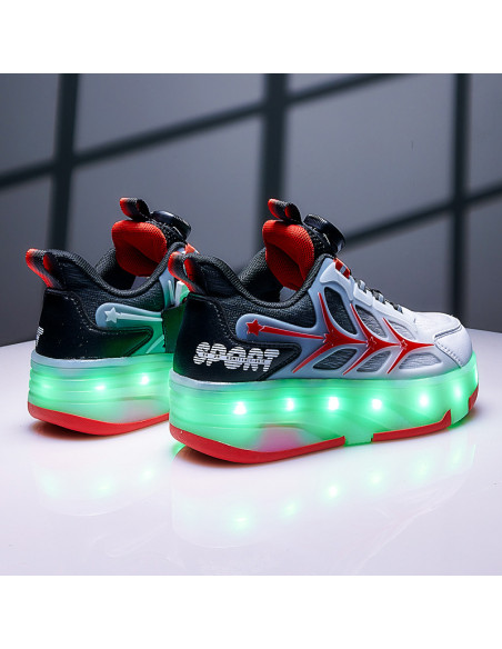 BUTY ROLKI LED BUTOROLKI ŚWIECĄCE SNEAKERSY WROTKI CZERWONE 2W1 ROZ.