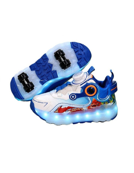 BUTOROLKI Z ROLKAMI BUTY NA ROLKACH WROTKI DLA DZIECI 2W1 NIEBIESKIE R.37