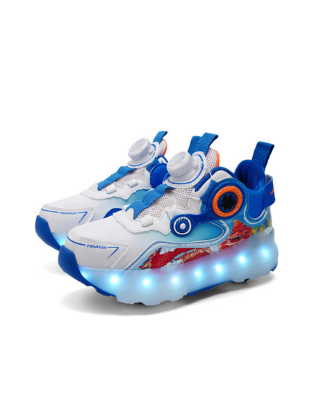 BUTOROLKI Z ROLKAMI BUTY NA ROLKACH WROTKI DLA DZIECI 2W1 NIEBIESKIE R.37