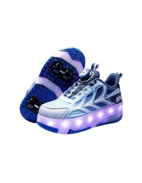 BUTY ROLKI LED BUTOROLKI ŚWIECĄCE SNEAKERSY WROTKI NIEBIESKIE 2W1 ROZ.