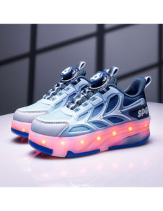 BUTY ROLKI LED BUTOROLKI ŚWIECĄCE SNEAKERSY WROTKI NIEBIESKIE 2W1 ROZ. 2