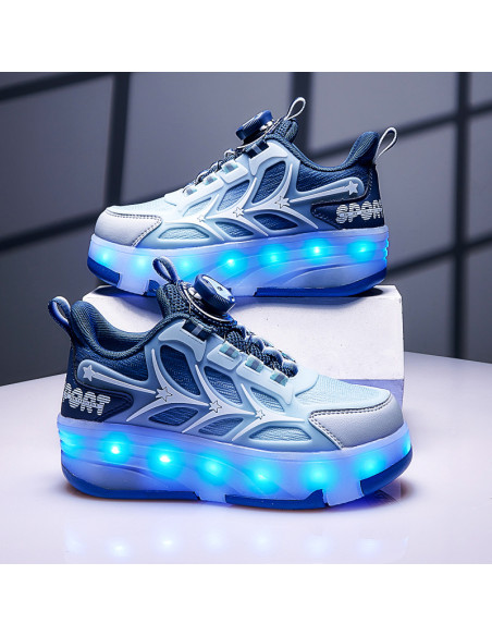 BUTY ROLKI LED BUTOROLKI ŚWIECĄCE SNEAKERSY WROTKI NIEBIESKIE 2W1 ROZ.