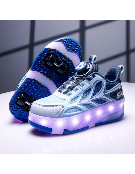 BUTY ROLKI LED BUTOROLKI ŚWIECĄCE SNEAKERSY WROTKI NIEBIESKIE 2W1 ROZ.