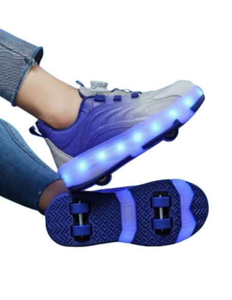 BUTOROLKI DZIECIĘCE NIEBIESKIE LED NA KÓŁKACH SNEAKERSY ŚWIECĄCE ROZMIAR