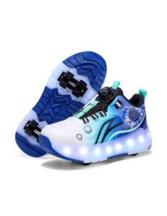 BUTY ROLKI LED BUTOROLKI ŚWIECĄCE SNEAKERSY WROTKI NIEBIESKIE 2W1 ROZ.39