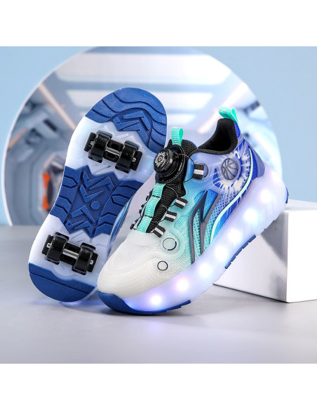 BUTY ROLKI LED BUTOROLKI ŚWIECĄCE SNEAKERSY WROTKI NIEBIESKIE 2W1 ROZ.39