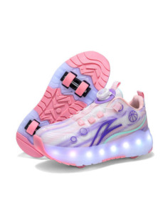 BUTY ROLKI LED BUTOROLKI ŚWIECĄCE SNEAKERSY WROTKI RÓŻOWE 2W1 ROZMIAR