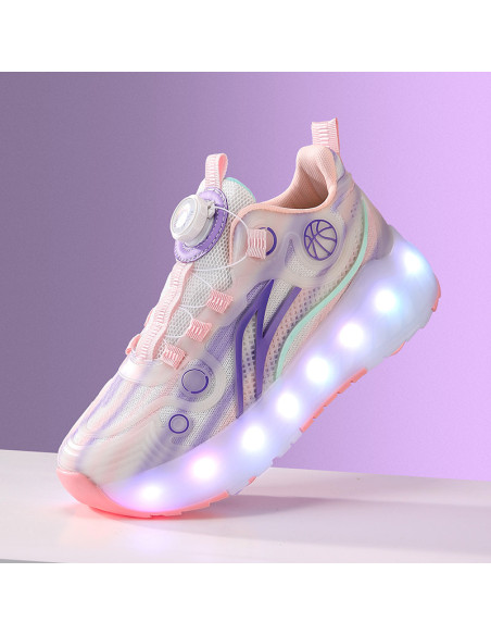 BUTY ROLKI LED BUTOROLKI ŚWIECĄCE SNEAKERSY WROTKI RÓŻOWE 2W1 ROZMIAR