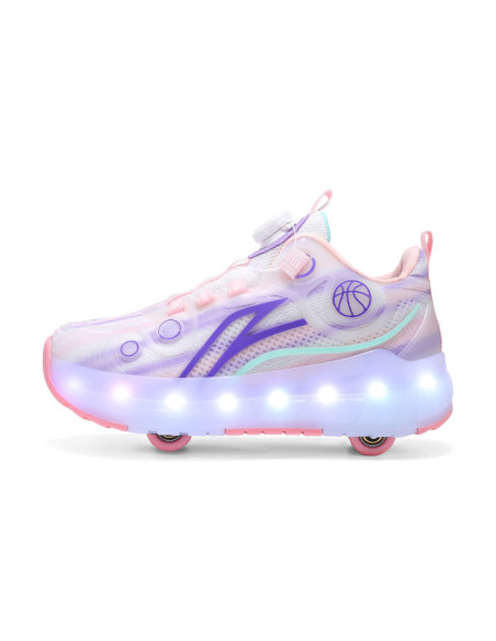 BUTY ROLKI LED BUTOROLKI ŚWIECĄCE SNEAKERSY WROTKI RÓŻOWE 2W1 ROZMIAR