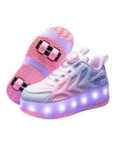BUTY ROLKI LED BUTOROLKI ŚWIECĄCE SNEAKERSY WROTKI RÓŻOWE 2W1 ROZMIAR
