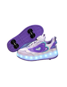 BUTOROLKI DZIECIĘCE FIOLETOWE LED NA KÓŁKACH SNEAKERSY Z WYJMOWANE KÓŁKA