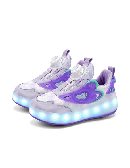 BUTOROLKI DZIECIĘCE FIOLETOWE LED NA KÓŁKACH SNEAKERSY Z WYJMOWANE KÓŁKA
