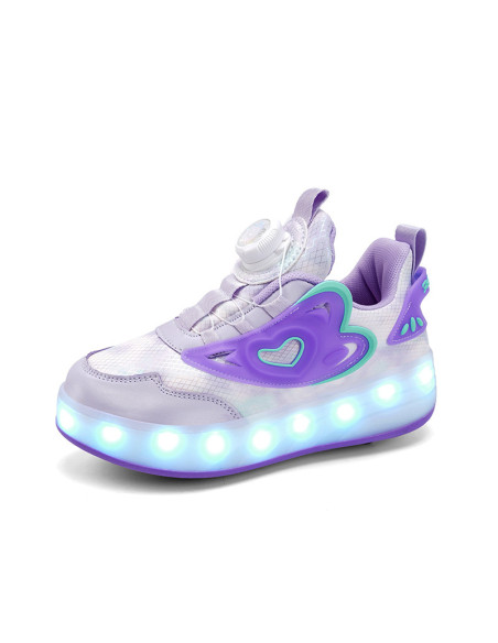 BUTOROLKI DZIECIĘCE FIOLETOWE LED NA KÓŁKACH SNEAKERSY Z WYJMOWANE KÓŁKA