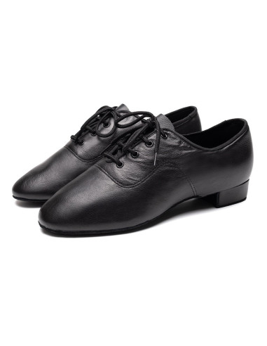 BUTY MĘSKIE DO TAŃCA SKÓRZANE DO STANDARDU CZARNE 2,5cm (Rozmiar: 35)
