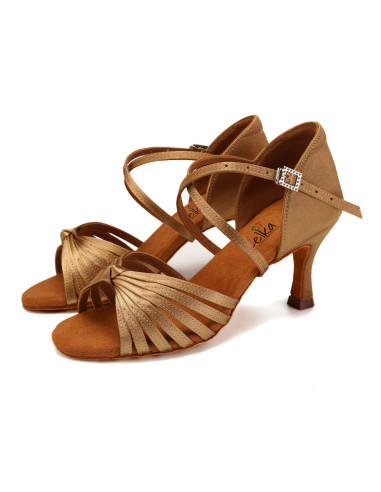 BUTY DO TAŃCA TANECZNE WYGODNE LATINO SALSA CIELISTE NUDE 7,5cm (Rozmiar: 36)