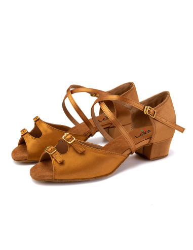 BUTY DO TAŃCA TANECZNE CIELISTE OPALONE KLAMRY 3cm (Rozmiar: 33)