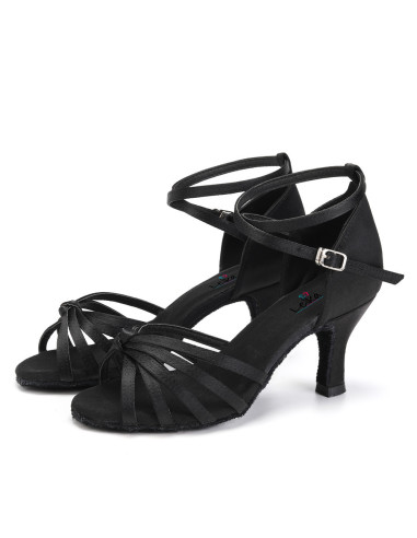 BUTY DO TAŃCA TANECZNE LATINO SALSA CZARNE WYGODNE 7cm (Rozmiar: 40)