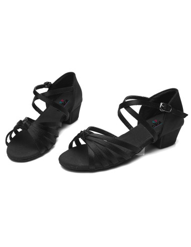 BUTY DO TAŃCA TANECZNE LATINO SALSA CZARNE DZIEWCZĘCE 3cm (Rozmiar: 30)