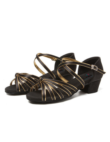 BUTY DO TAŃCA TANECZNE LATINO SALSA WYSTĘPOWE DZIEWCZĘCE CZARNE 3cm (Rozmiar: 32)