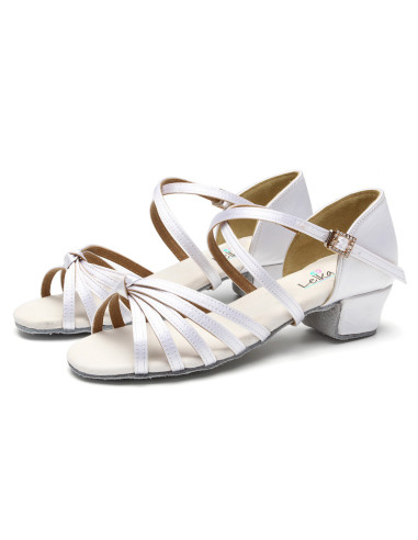BUTY DO TAŃCA TANECZNE LATINO BIAŁE SATYNOWE 3cm (Rozmiar: 37)