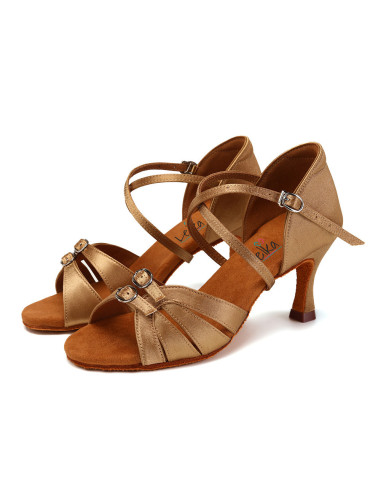 BUTY DO TAŃCA TANECZNE REGULOWANE CIELISTE LATINO 7,5cm (Rozmiar: 39)