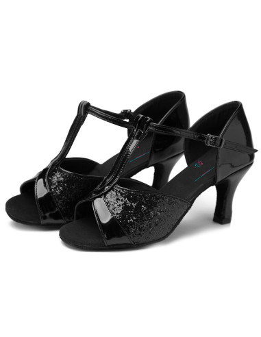 BUTY DO TAŃCA TANECZNE LATINO SALSA CZARNE 7 cm (Rozmiar: 35)
