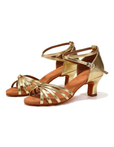 BUTY DO TAŃCA TANECZNE WYGODNE LATINO NA OBCASIE ZŁOTE 5cm (Rozmiar: 42)